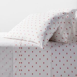 Queen 400 Thread Count Performance Sheet Set Pink/White Ikat Block - Threshold